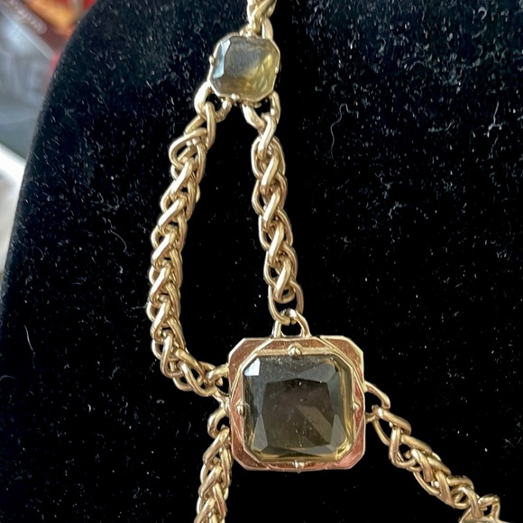 Lavallière necklace with topaz colored faceted stones framed in gold tone - Picture 6 of 8